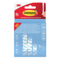 17200 | 3M Command indendørs transparente refillstrips - 8 små + 4 medium + 4 store strips
